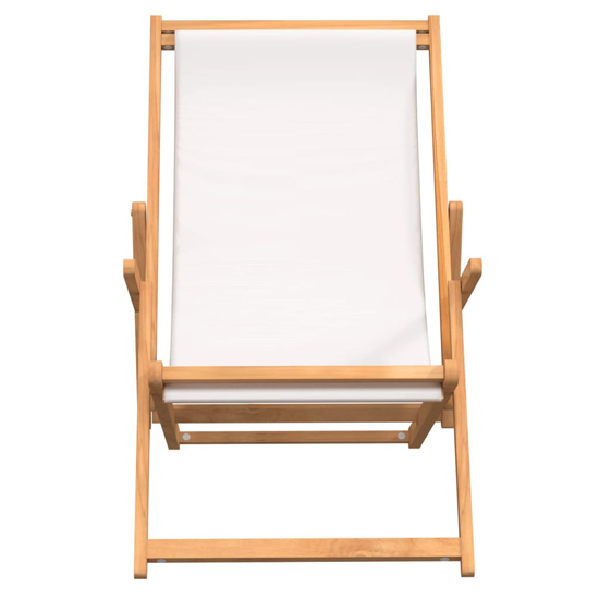 Gella Teak Wood Beach Folding Chair With Cream Fabric Seat