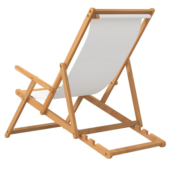 Gella Teak Wood Beach Folding Chair With Cream Fabric Seat