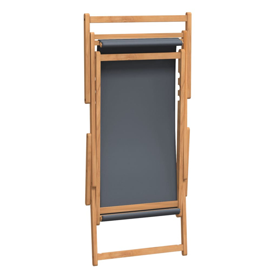 Gella Teak Wood Beach Folding Chair With Grey Fabric Seat