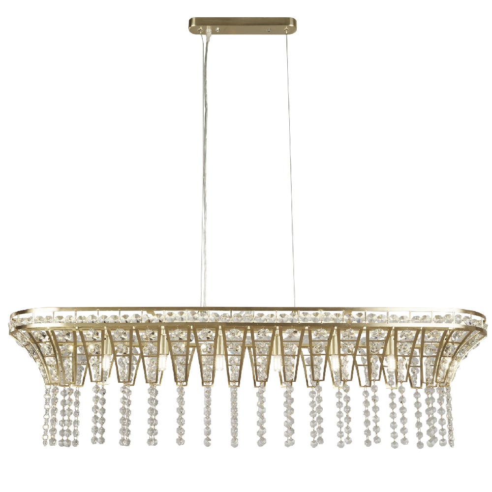 Read more about Gemma 8 light clear crystal bar pendant light in satin brass