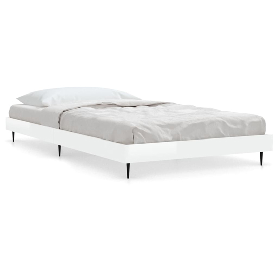Gemma High Gloss Single Bed In White With Black Metal Legs