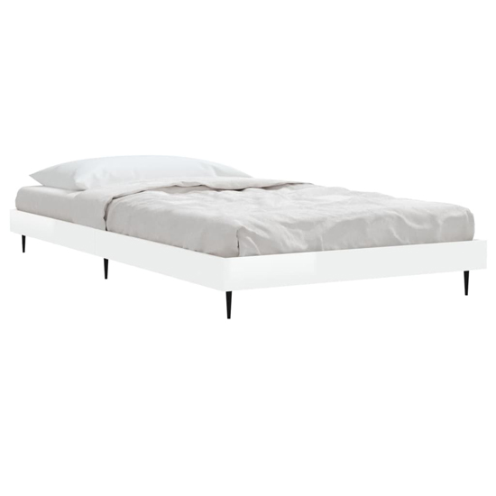 Gemma High Gloss Single Bed In White With Black Metal Legs