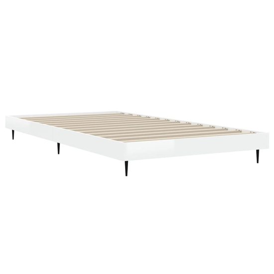 Gemma High Gloss Single Bed In White With Black Metal Legs
