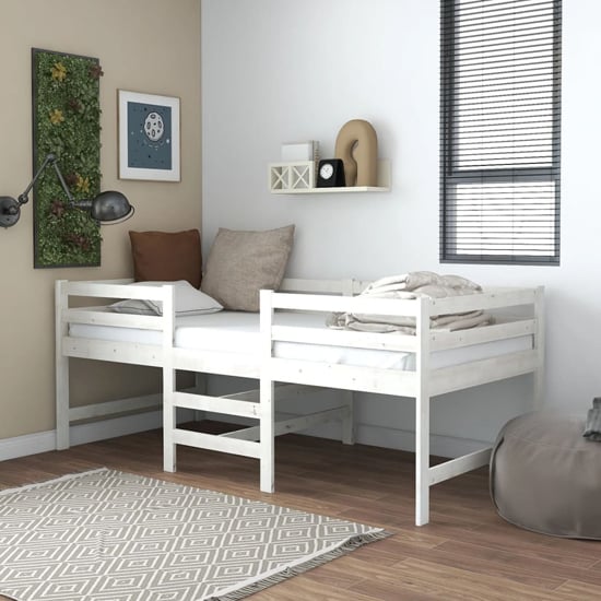 Gemma Solid Pine Wood Single Bunk Bed In White
