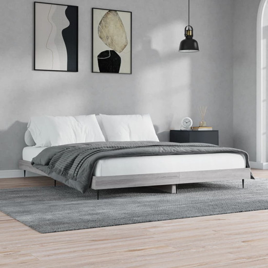 Read more about Gemma wooden double bed in grey sonoma oak with black legs