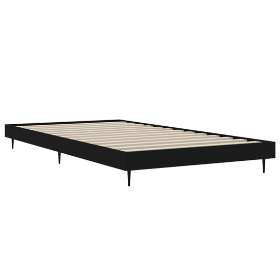 Gemma Wooden Single Bed In Black With Black Metal Legs