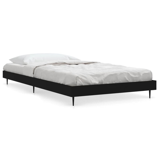 Gemma Wooden Single Bed In Black With Black Metal Legs