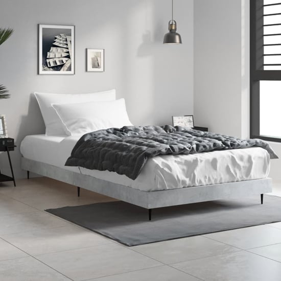 Product photograph of Gemma Wooden Single Bed In Concrete Effect With Black Legs from Furniture in Fashion