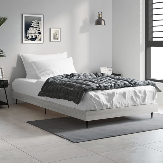 Gemma Wooden Single Bed In Grey Sonoma Oak With Black Legs