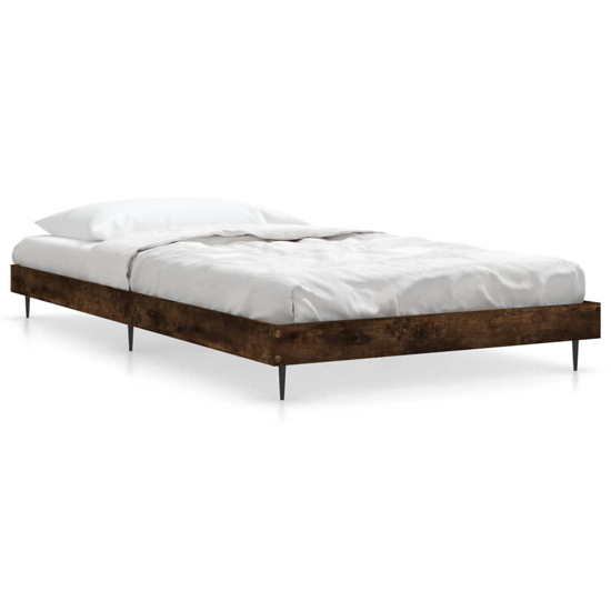Gemma Wooden Single Bed In Smoked Oak With Black Metal Legs