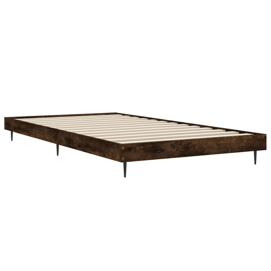 Gemma Wooden Single Bed In Smoked Oak With Black Metal Legs