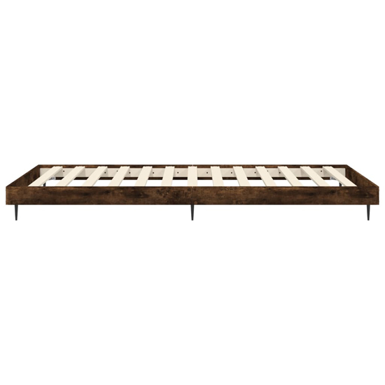 Gemma Wooden Single Bed In Smoked Oak With Black Metal Legs