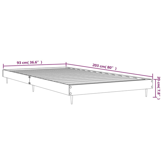 Gemma Wooden Single Bed In Smoked Oak With Black Metal Legs