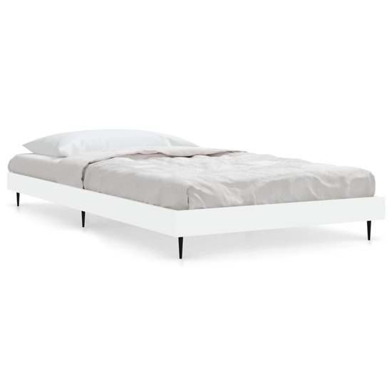 Gemma Wooden Single Bed In White With Black Metal Legs