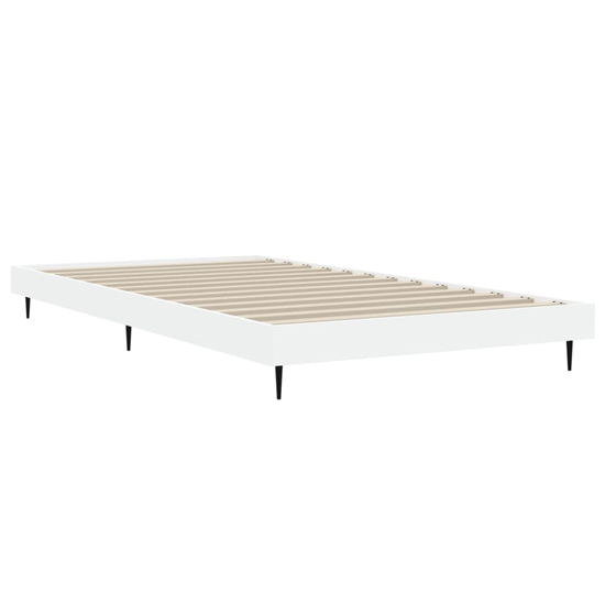 Gemma Wooden Single Bed In White With Black Metal Legs