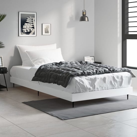 Product photograph of Gemma Wooden Single Bed In White With Black Metal Legs from Furniture in Fashion
