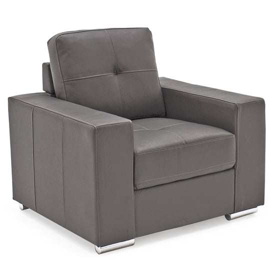 Photo of Gemonian bonded leather 1 seater sofa in grey