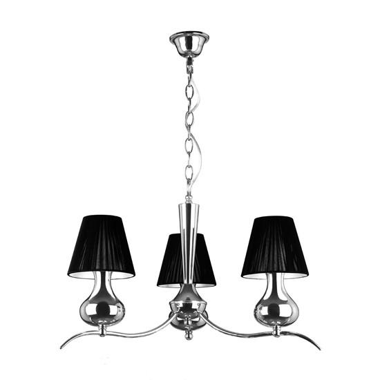 Photo of Gemosta 3 arm black shade pendant light in chrome