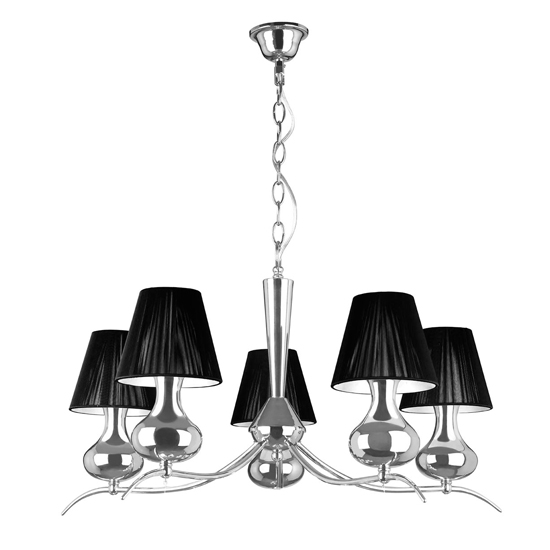 Photo of Gemosta 5 arm black shade pendant light in chrome