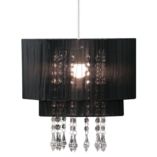 Product photograph of Gemosta Fabric Shade Pendant Light In Black from Furniture in Fashion