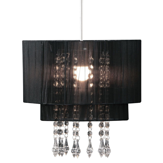 Photo of Gemosta fabric shade pendant light in black