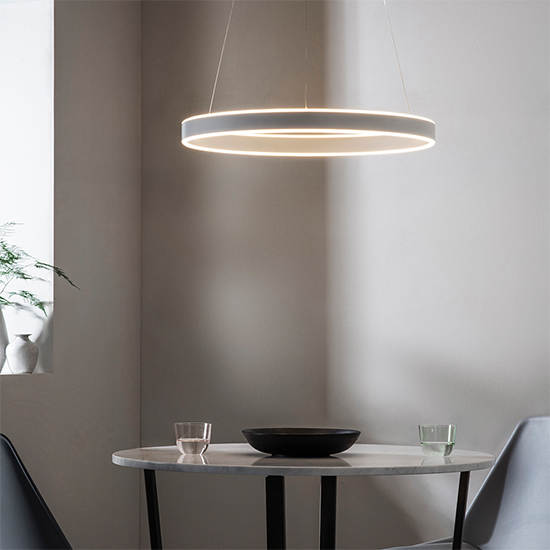 Gen LED Ring Pendant Light In Matt Nickel With Frosted Diffuser