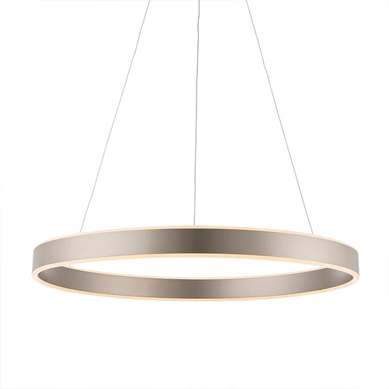 Gen LED Ring Pendant Light In Matt Nickel With Frosted Diffuser