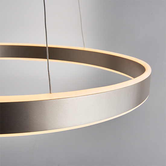 Gen LED Ring Pendant Light In Matt Nickel With Frosted Diffuser