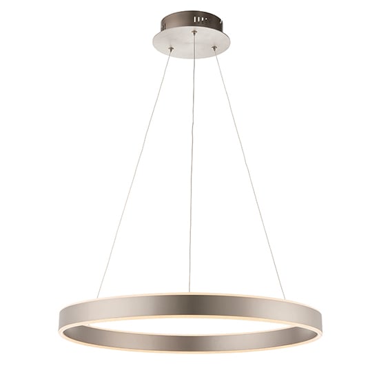 Gen LED Ring Pendant Light In Matt Nickel With Frosted Diffuser