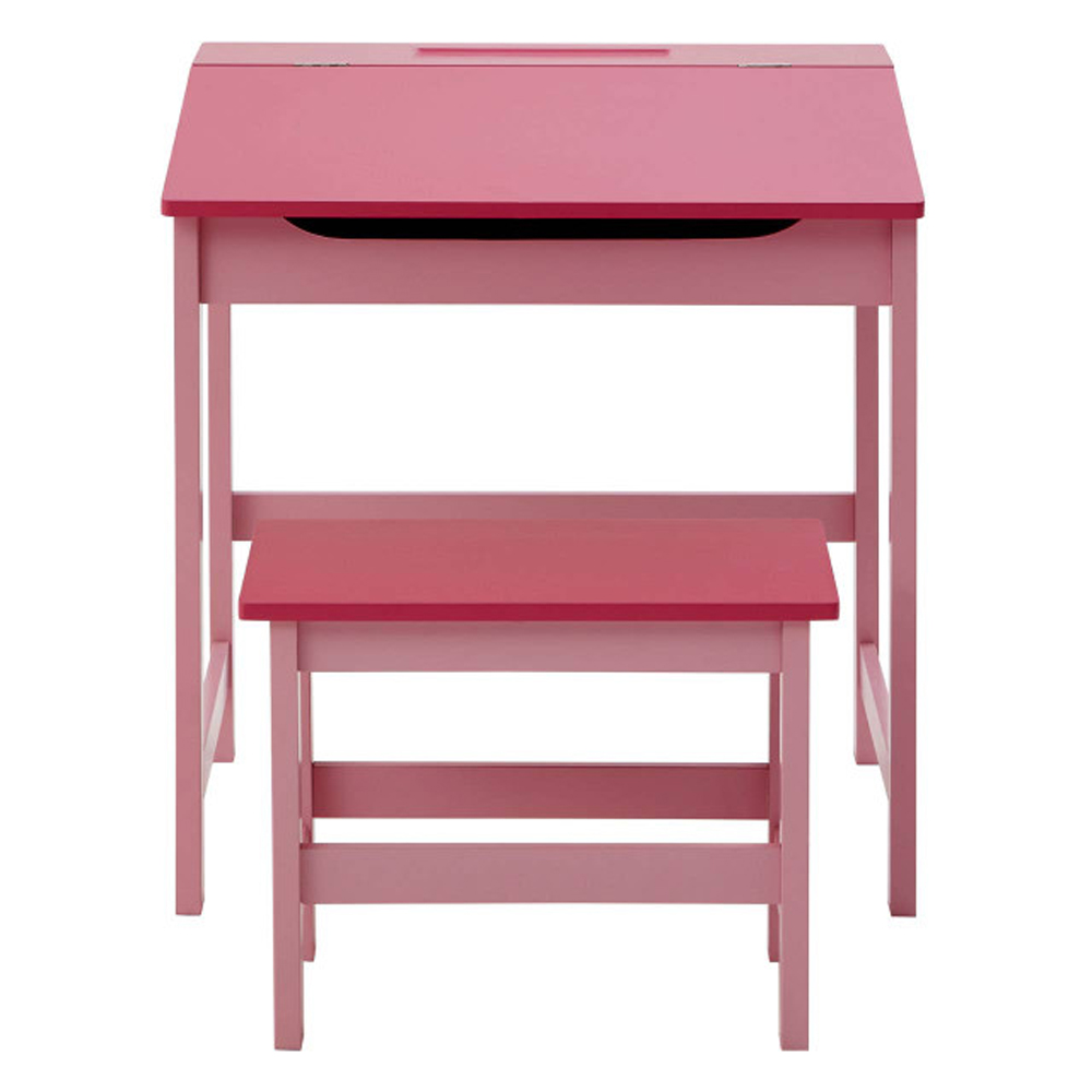 Genaro Wooden Children Table with Stool in Pink