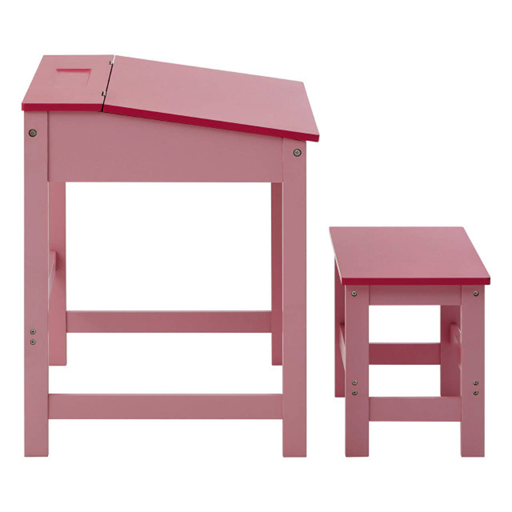 Genaro Wooden Children Table with Stool in Pink