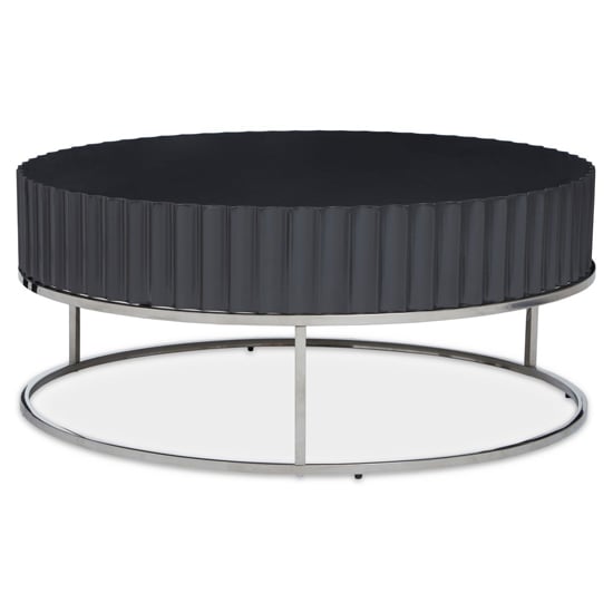 Read more about Genera high gloss coffee table with silver steel frame in grey