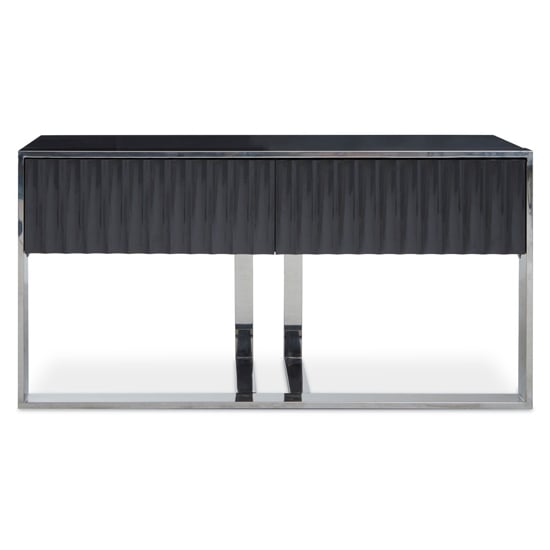 Product photograph of Genera High Gloss Console Table With Silver Steel Frame In Grey from Furniture in Fashion