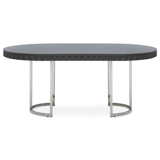 Photo of Genera high gloss dining table with silver steel frame in grey