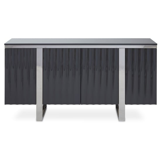 Read more about Genera high gloss sideboard with silver steel frame in grey