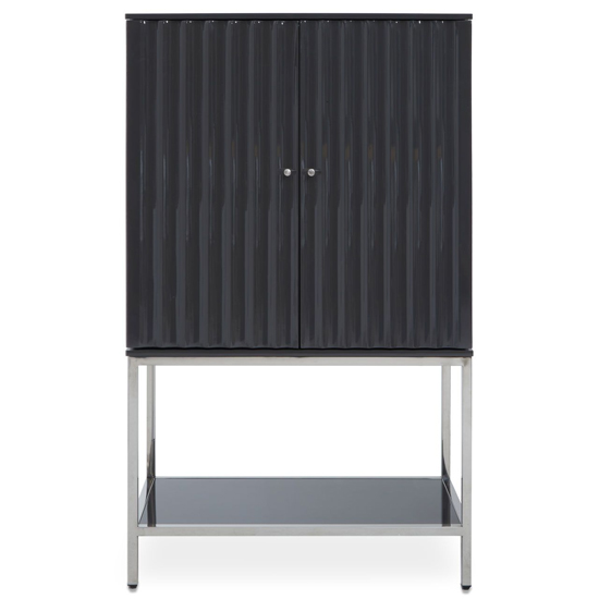 Genera High Gloss Storage Cabinet With Silver Frame In Grey