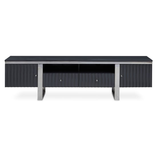 Photo of Genera high gloss tv stand with silver steel frame in grey