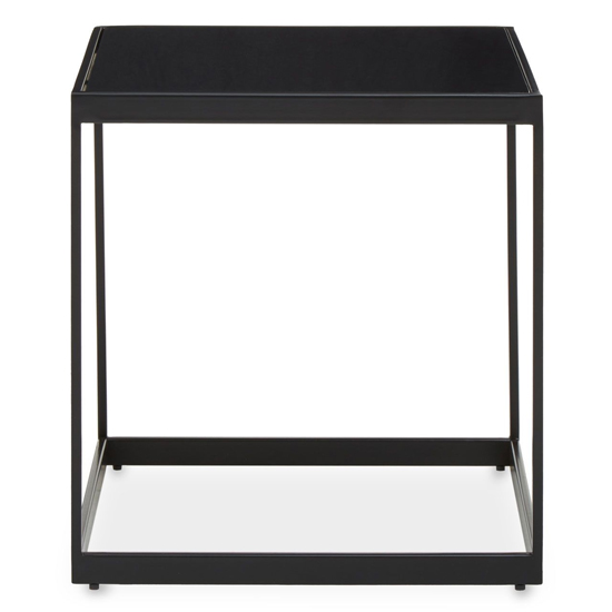 Photo of Genera wooden end table with metal frame in matte black