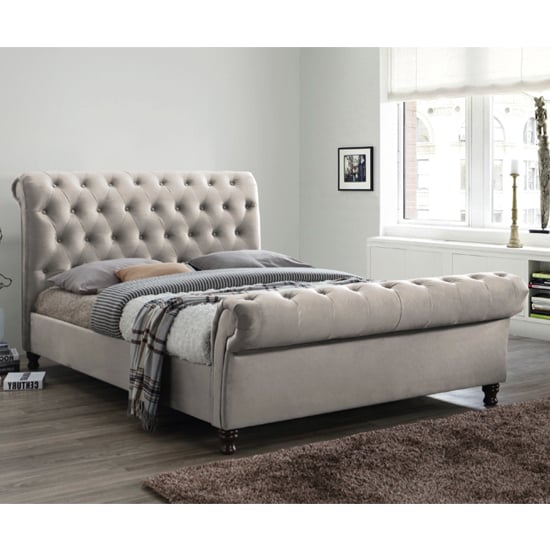 Genesis Fabric King Size Bed In Champagne Furniture in Fashion