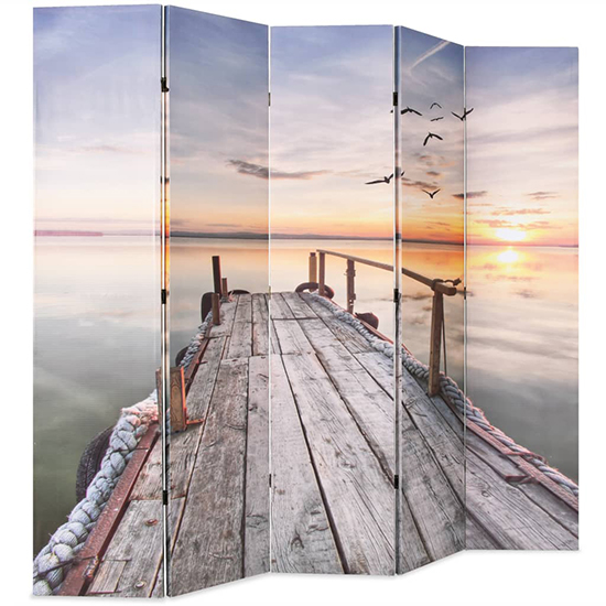 Genet Wooden Folding 200cm x 170cm Room Divider In Lake