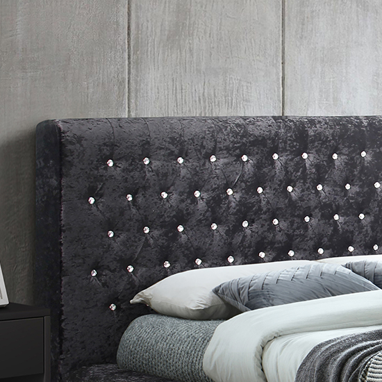 Geneva Crushed Velvet Super King Size Bed In Black Furniture in Fashion