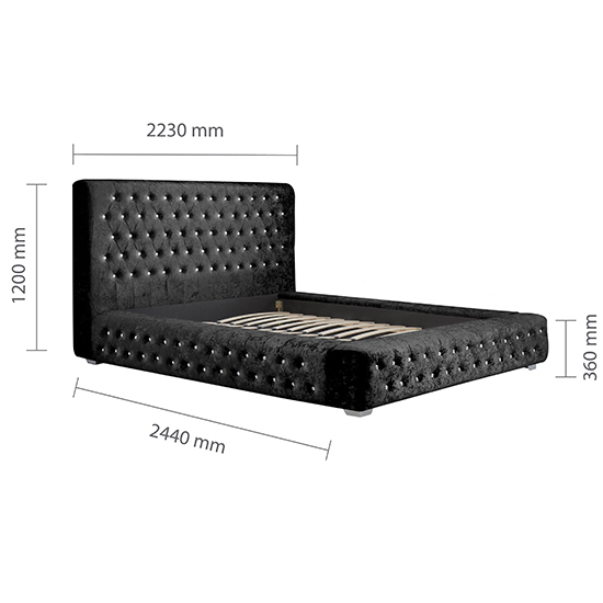 Geneva Crushed Velvet Super King Size Bed In Black Furniture in Fashion