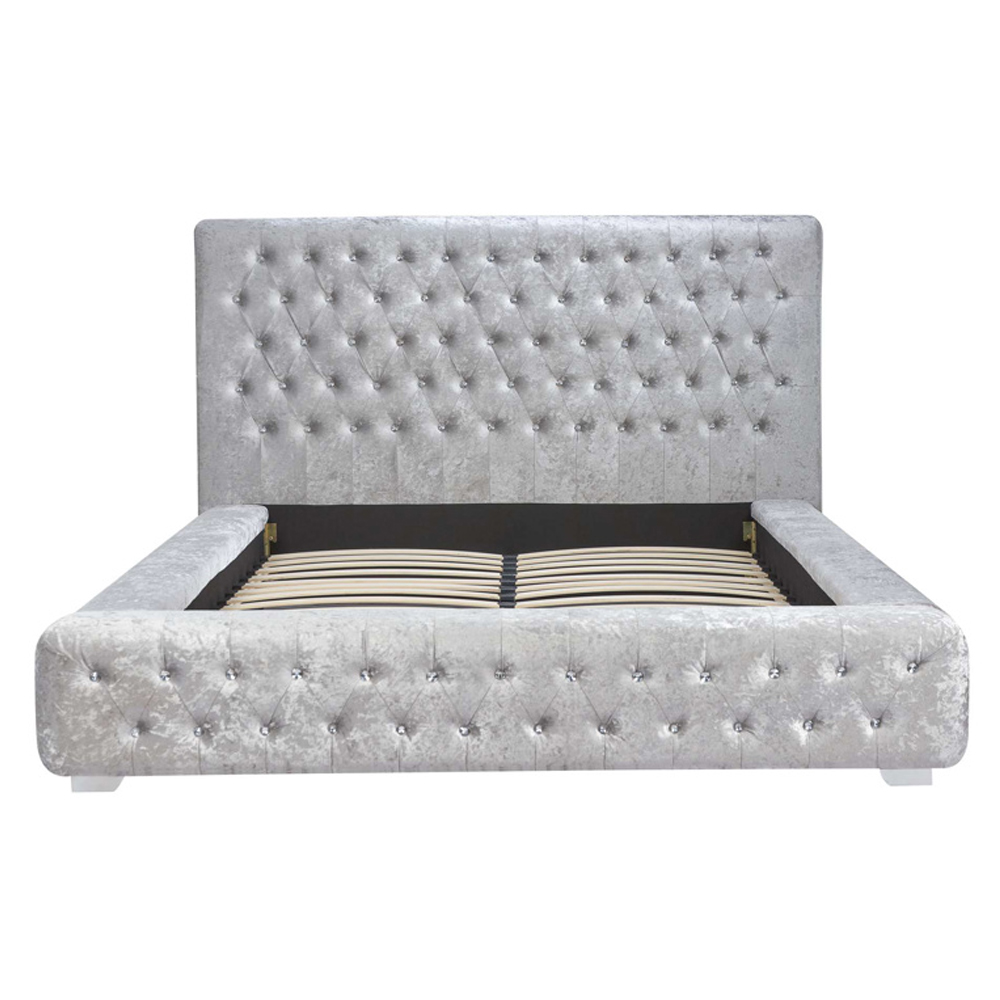 Geneva Fabric Super King Size Bed In Steel Crushed Velvet