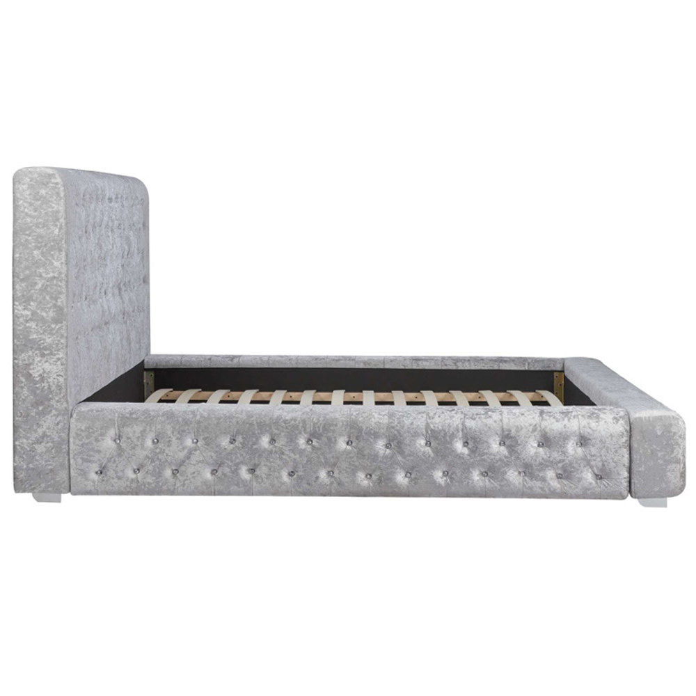 Geneva Fabric Super King Size Bed In Steel Crushed Velvet