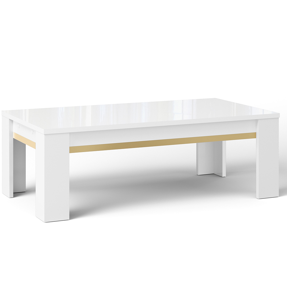 Geneva High Gloss Coffee Table In White And Gold