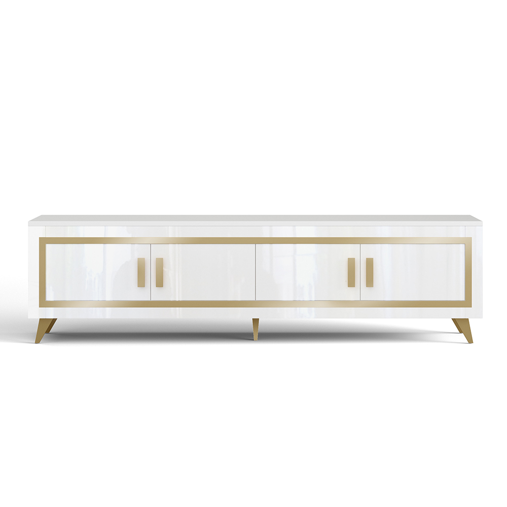 Geneva Living Room Set With Sideboard In White Gold And LED