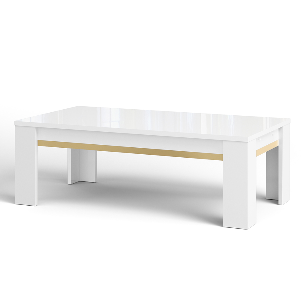 Geneva Living Room Set With Sideboard In White Gold And LED
