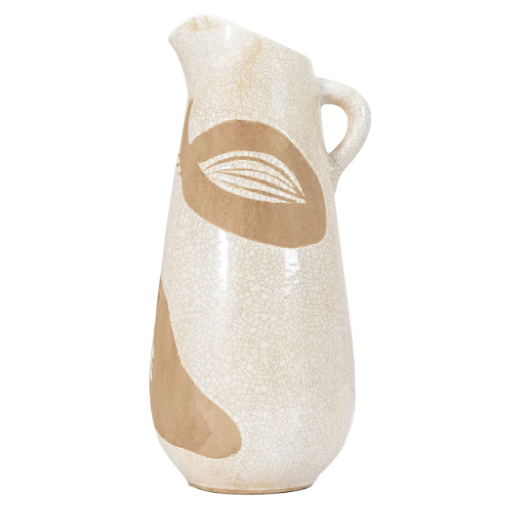 Geneva Stoneware Pitcher Vase In Brown And White