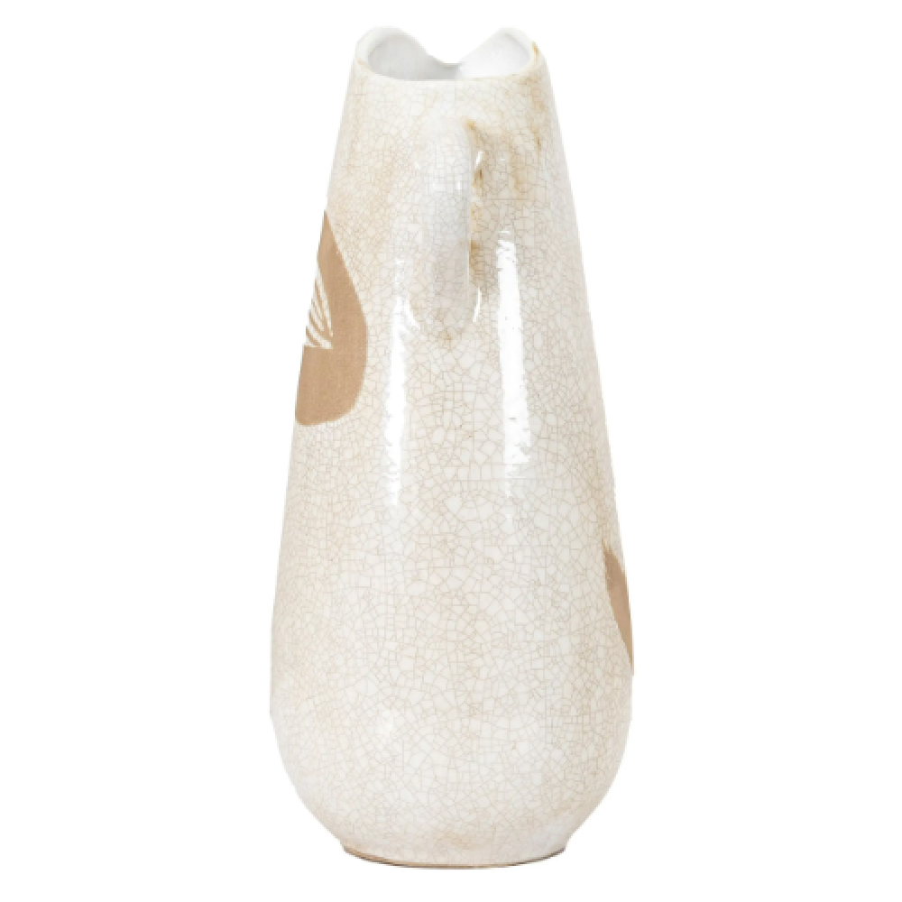 Geneva Stoneware Pitcher Vase In Brown And White