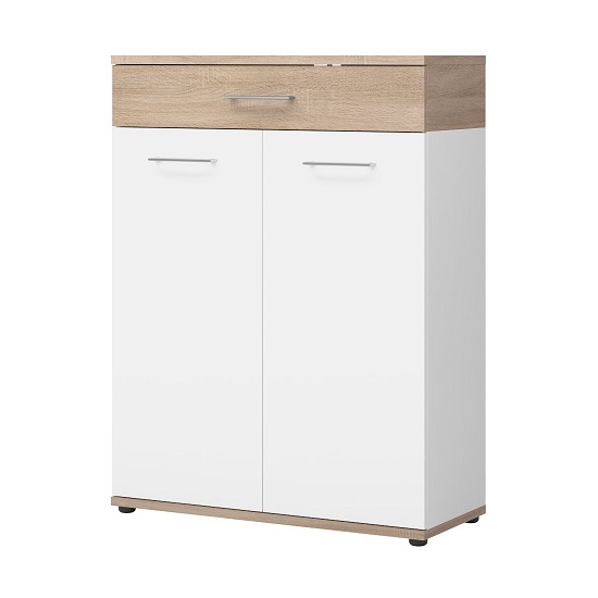 Geneva Modern Shoe Storage Cabinet In Sonoma Oak And White | Furniture ...